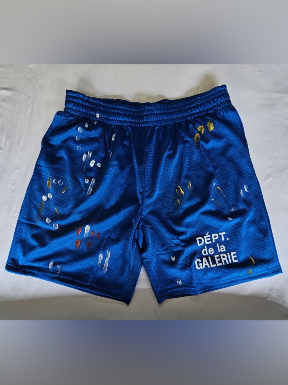 Gallery Dept Royal Blue Drawstring Shorts with Yellow Tag